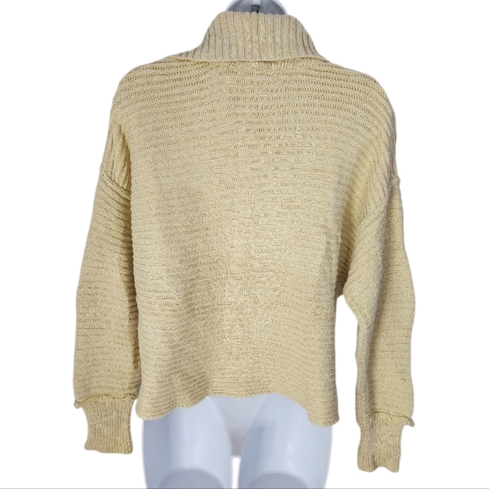 Free People Marlie Pullover Oversized Cropped Women's Beige Knit Sweater XS - Picture 7 of 11